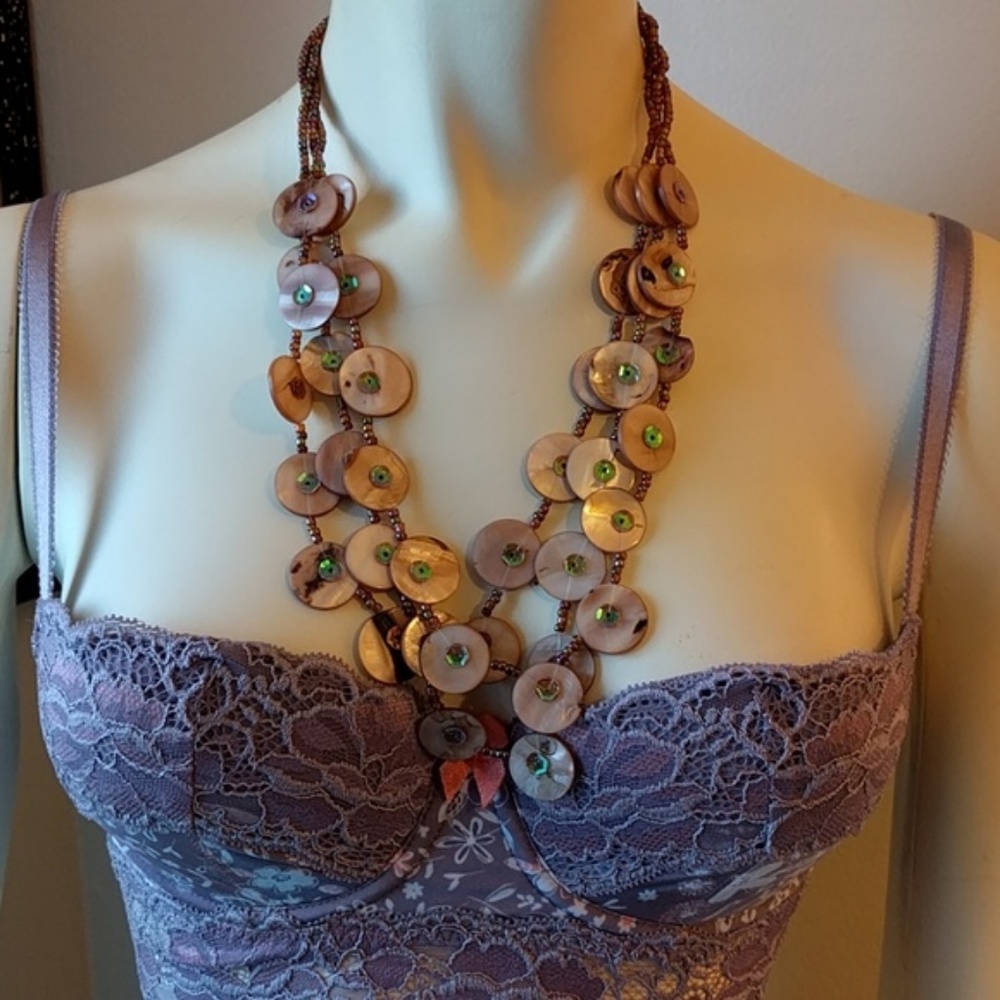 Shell + Sequin Beaded Necklace